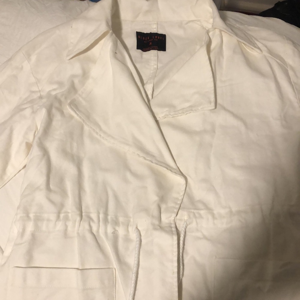 Cuffed Drawstring White Jacket - Picture 5 of 5